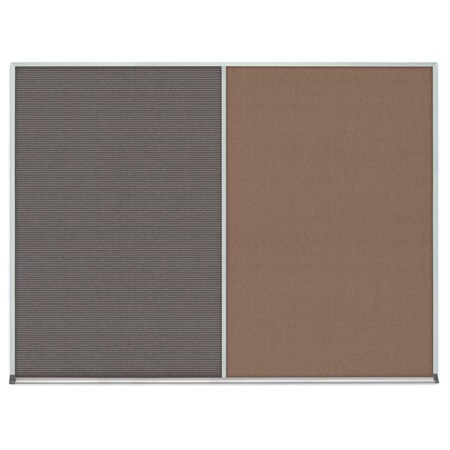 United Visual Products Single Door Radius Corkboard, 24"x36", Sat, UV7001RC-SATIN-FORBO UV7001RC-SATIN-FORBO